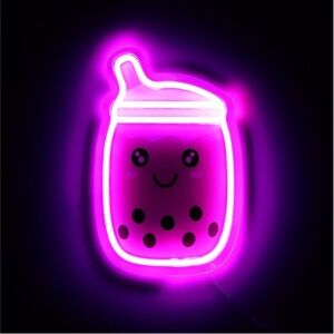 Kawaii Bubble Tea Neon Wall Light - Hot Pink LED Sign